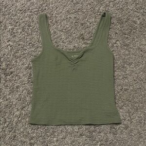American Eagle Outfitters Olive Ribbed Scoop Tank